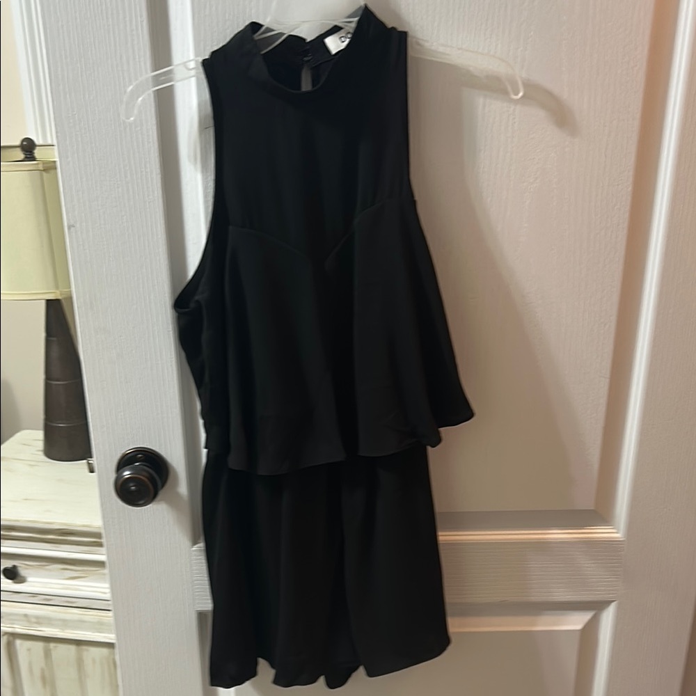 Black Sleeveless Layered Romper